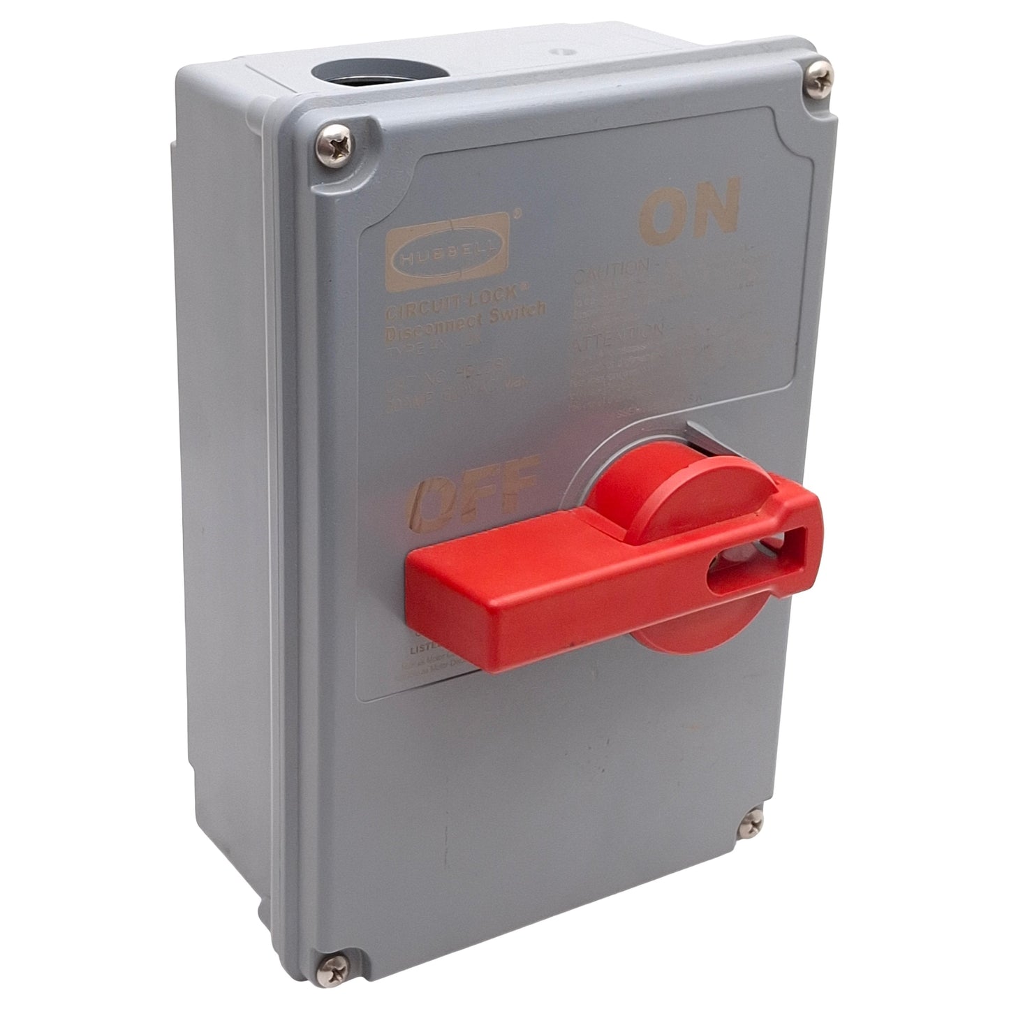 Used Hubbell HBLDS3 Circuit-Lock Disconnect Switch & Enclosure 3-Pole 600VAC 30A 15HP