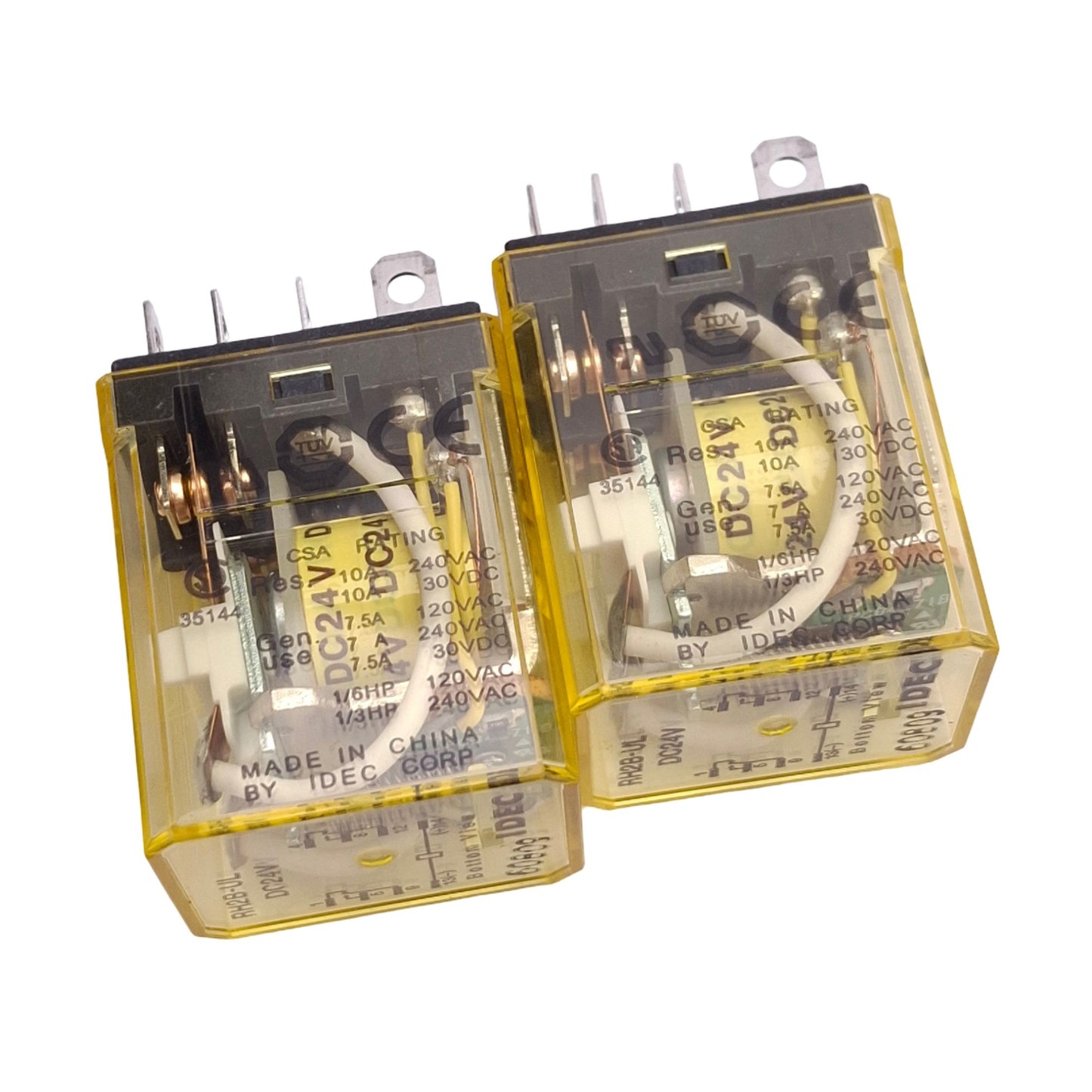 Used Lot of 2 IDEC RH2B-ULDC24V Plug-In Relays, DPDT, 8-pin, 10A Max, 24VDC Coil