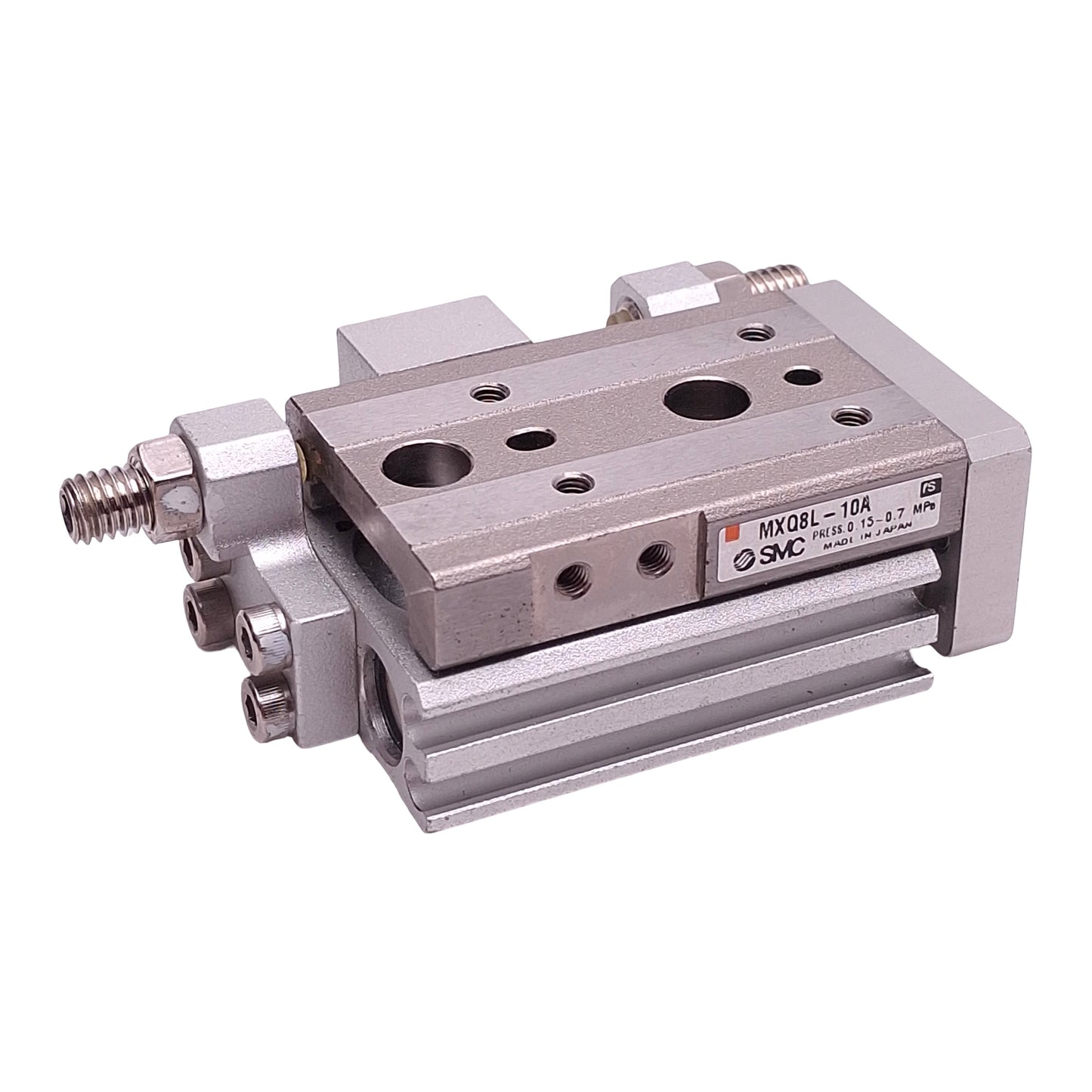 Used SMC MXQ8L-10A Pneumatic Slide Table, ø8mm Bore, 10mm Stroke, 0.15~0.7MPa, M5