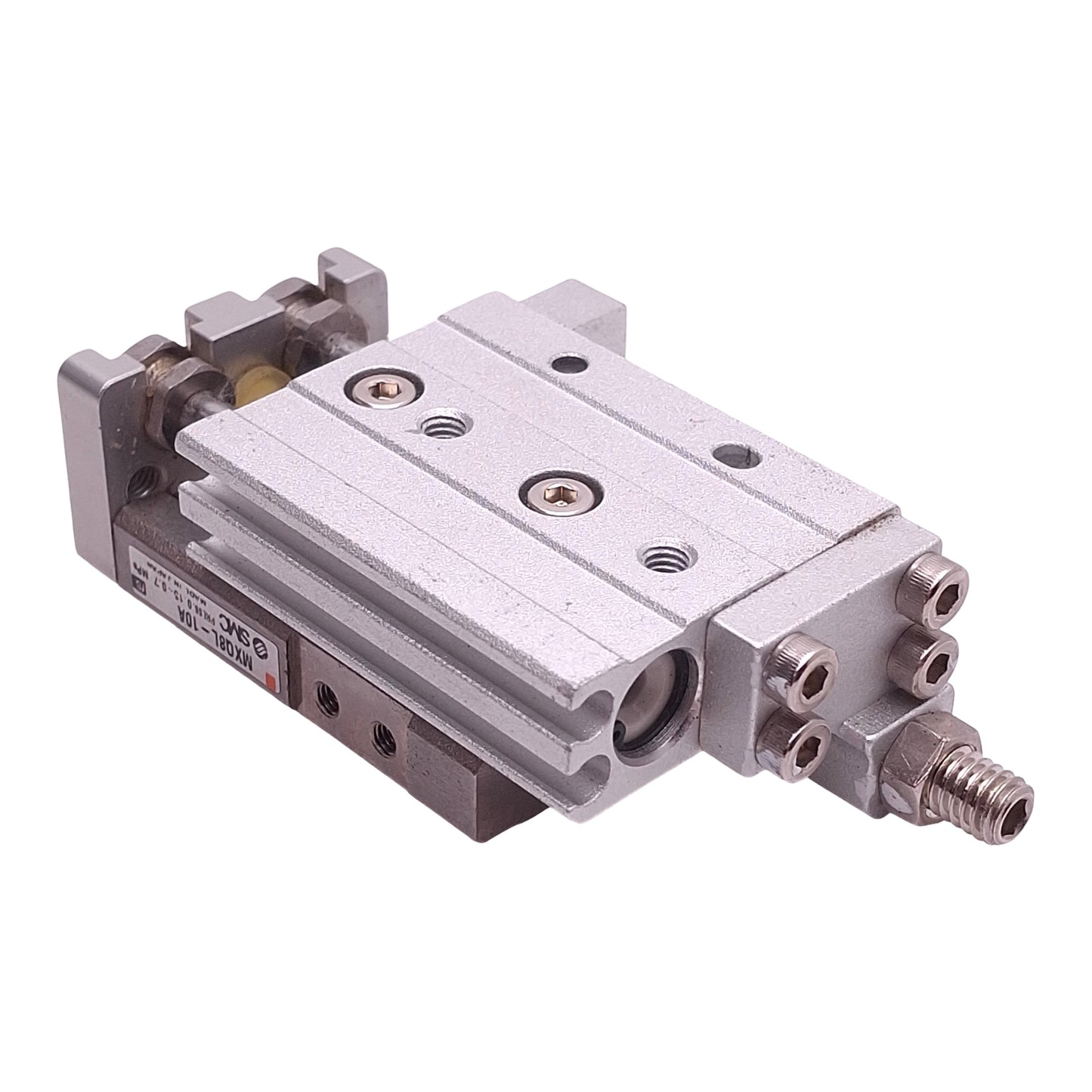 Used SMC MXQ8L-10A Pneumatic Slide Table, ø8mm Bore, 10mm Stroke, 0.15~0.7MPa, M5