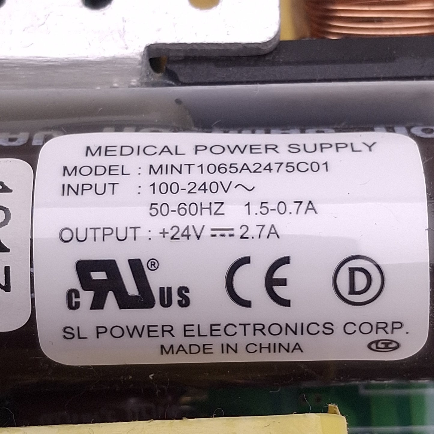 Used SL Power Electronics MINT1065A2475C01 Power Supply 100-240VAC In, 2.7A 24VDC Out