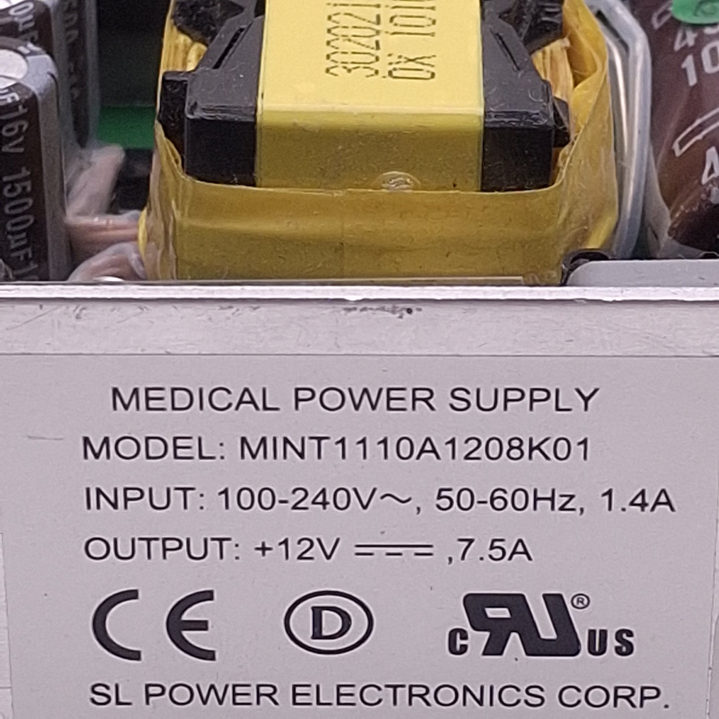 Used SL Power Electronics MINT1110A1208K01 Power Supply 100-240VAC In, 7.5A 12VDC Out