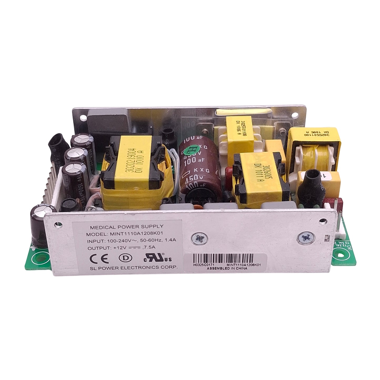 Used SL Power Electronics MINT1110A1208K01 Power Supply 100-240VAC In, 7.5A 12VDC Out