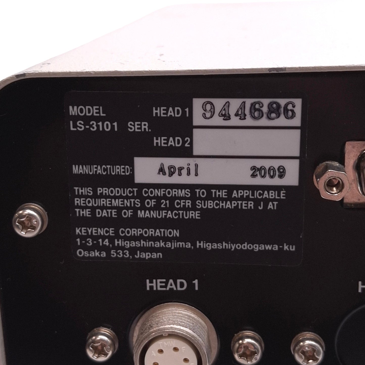 Used Keyence LS-3101 Laser Scan Diameter Controller, RS-232C, +-6VDC Out, 85-264VAC