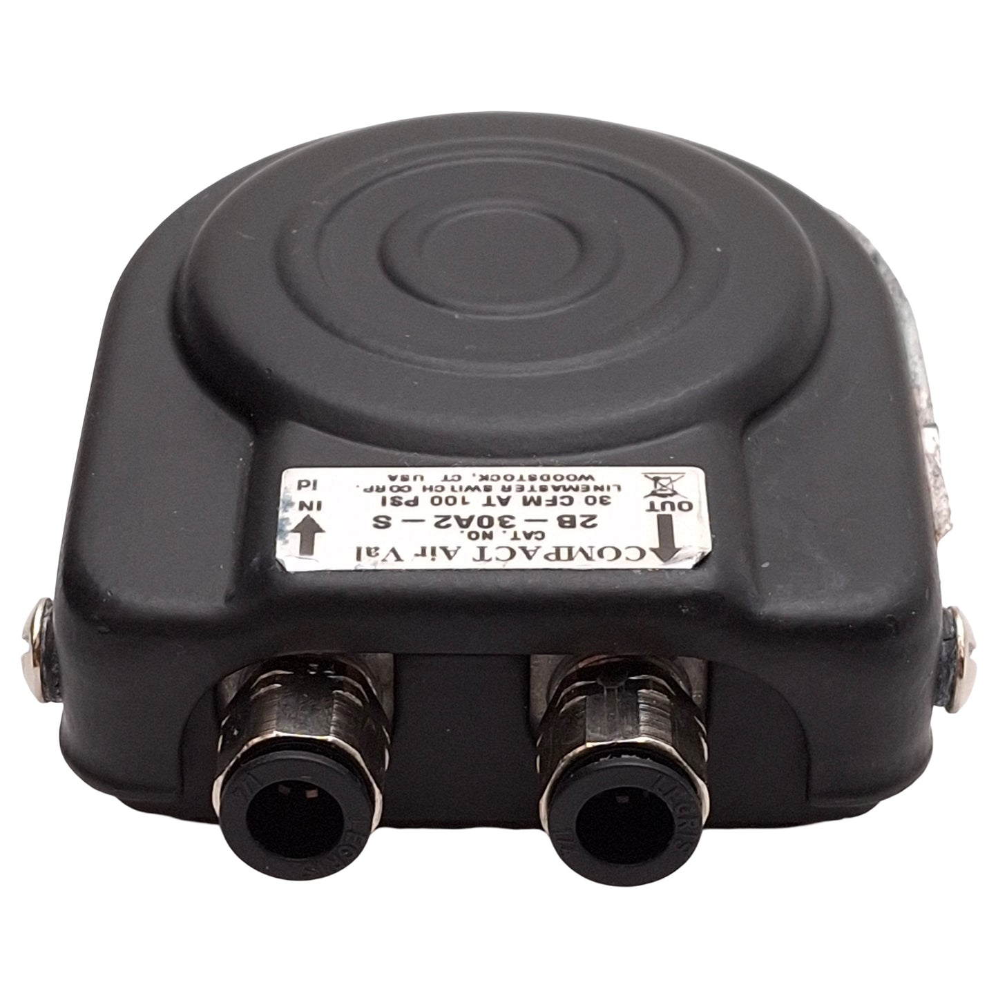 Used Linemaster 2B-30A2-S Compact Air Val Foot Switch, 30CFM @ 100psi, ø1/4" P2C