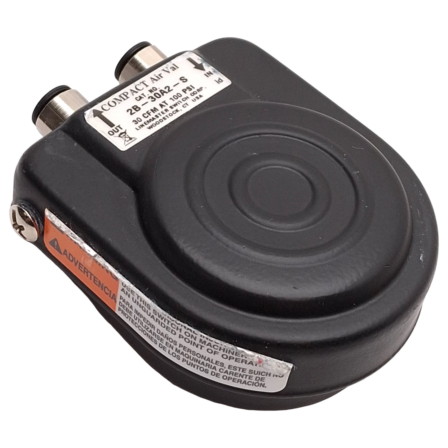 Used Linemaster 2B-30A2-S Compact Air Val Foot Switch, 30CFM @ 100psi, ø1/4" P2C