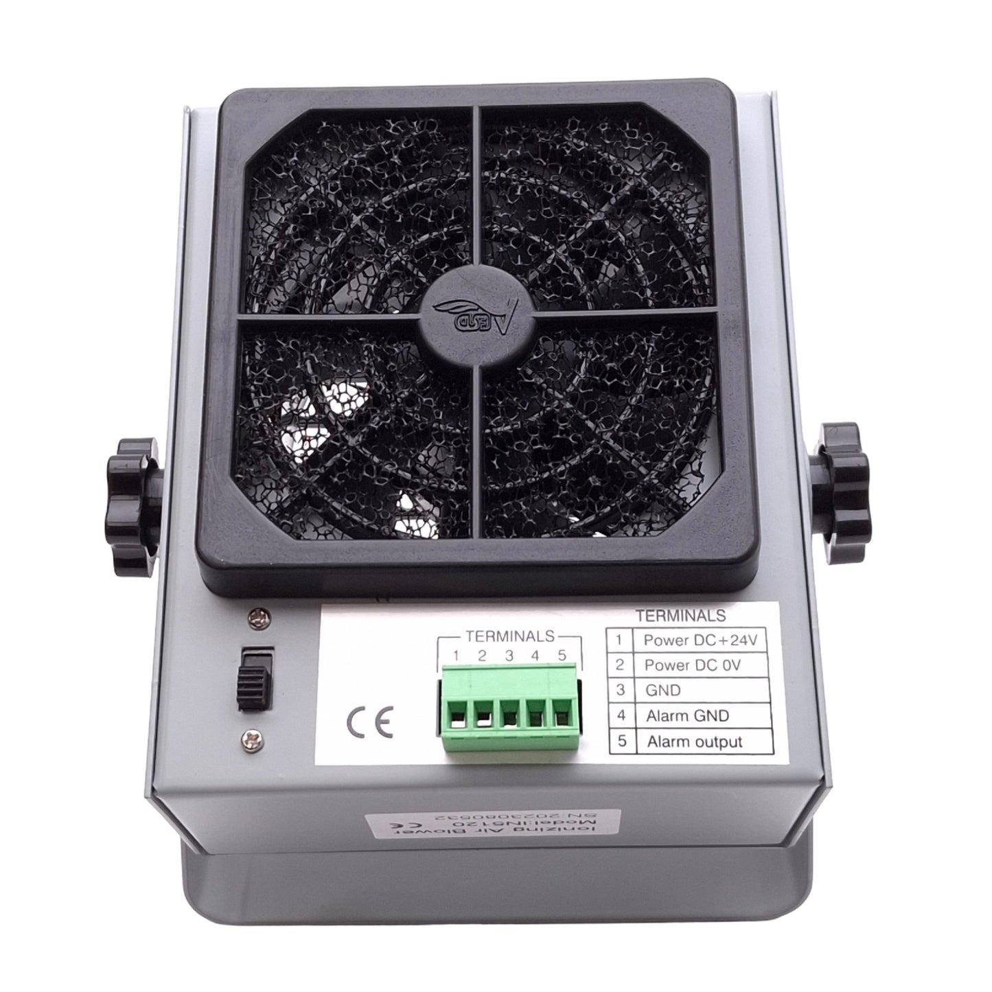 Used PTEC IN5120 Ionizing Air Blower, AC 68KHz Ion Out, ø3in, 49cfm, 24VDC 12W
