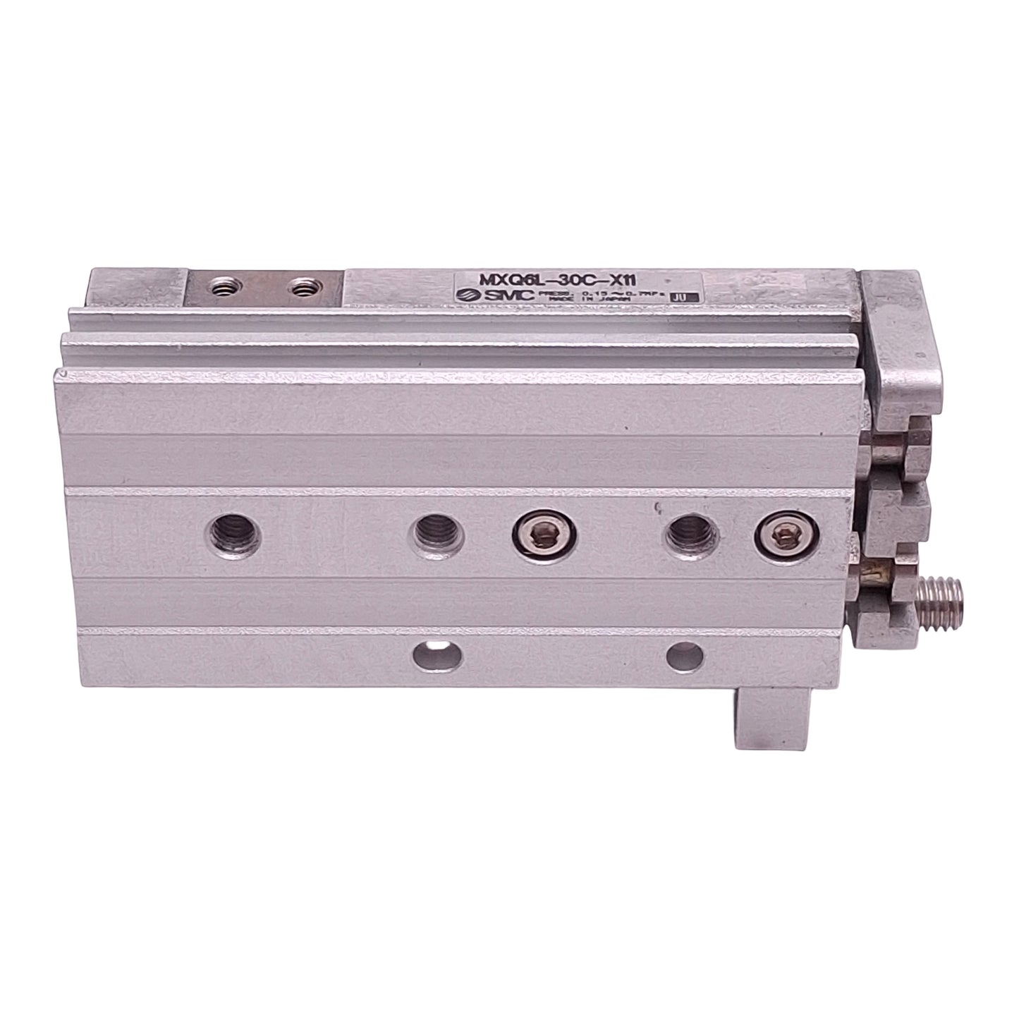 Used SMC MXQ6L-30C-X11 Pneumatic Slide Table, ø6mm Bore, 30mm Stroke, 0.15-0.7MPa, M5