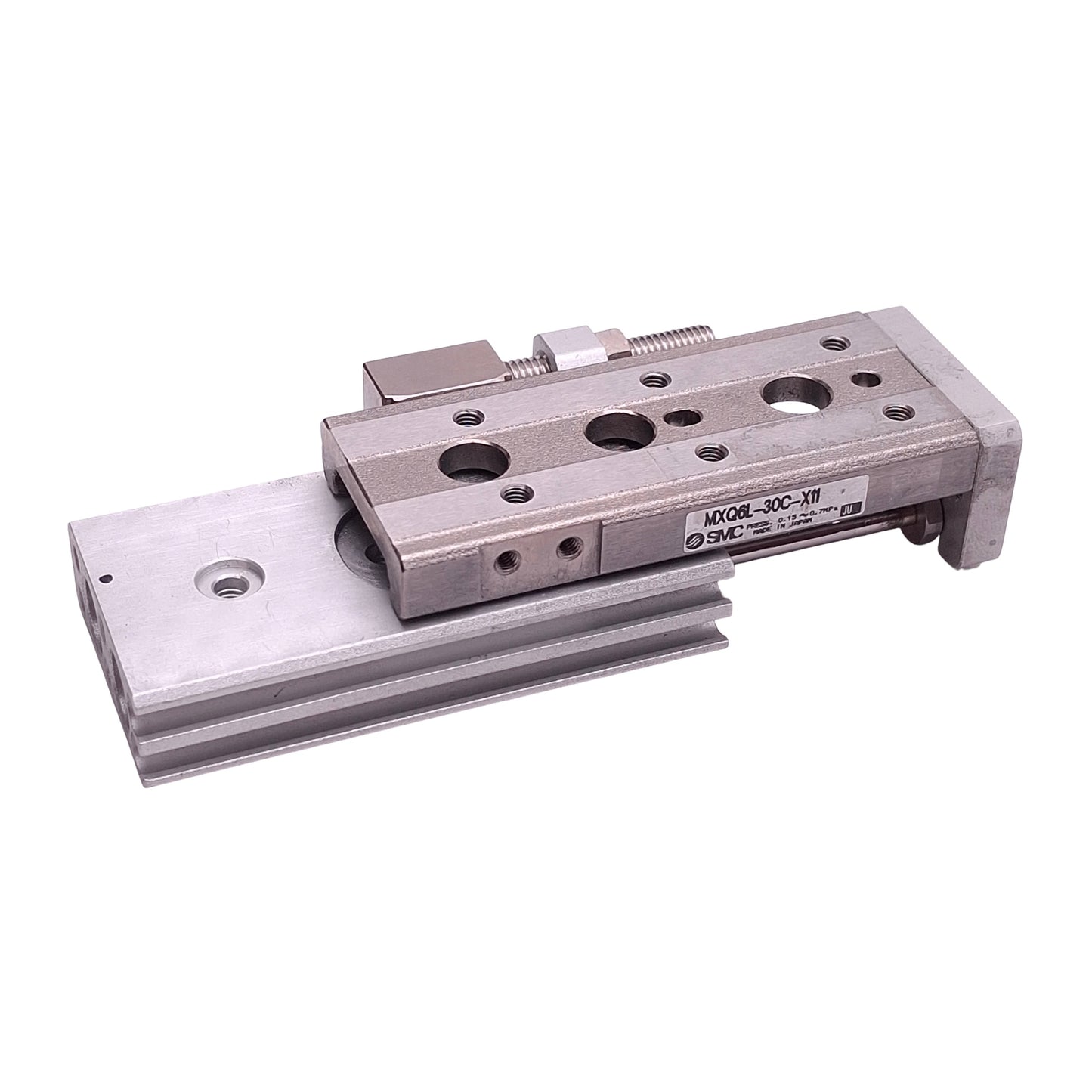Used SMC MXQ6L-30C-X11 Pneumatic Slide Table, ø6mm Bore, 30mm Stroke, 0.15-0.7MPa, M5