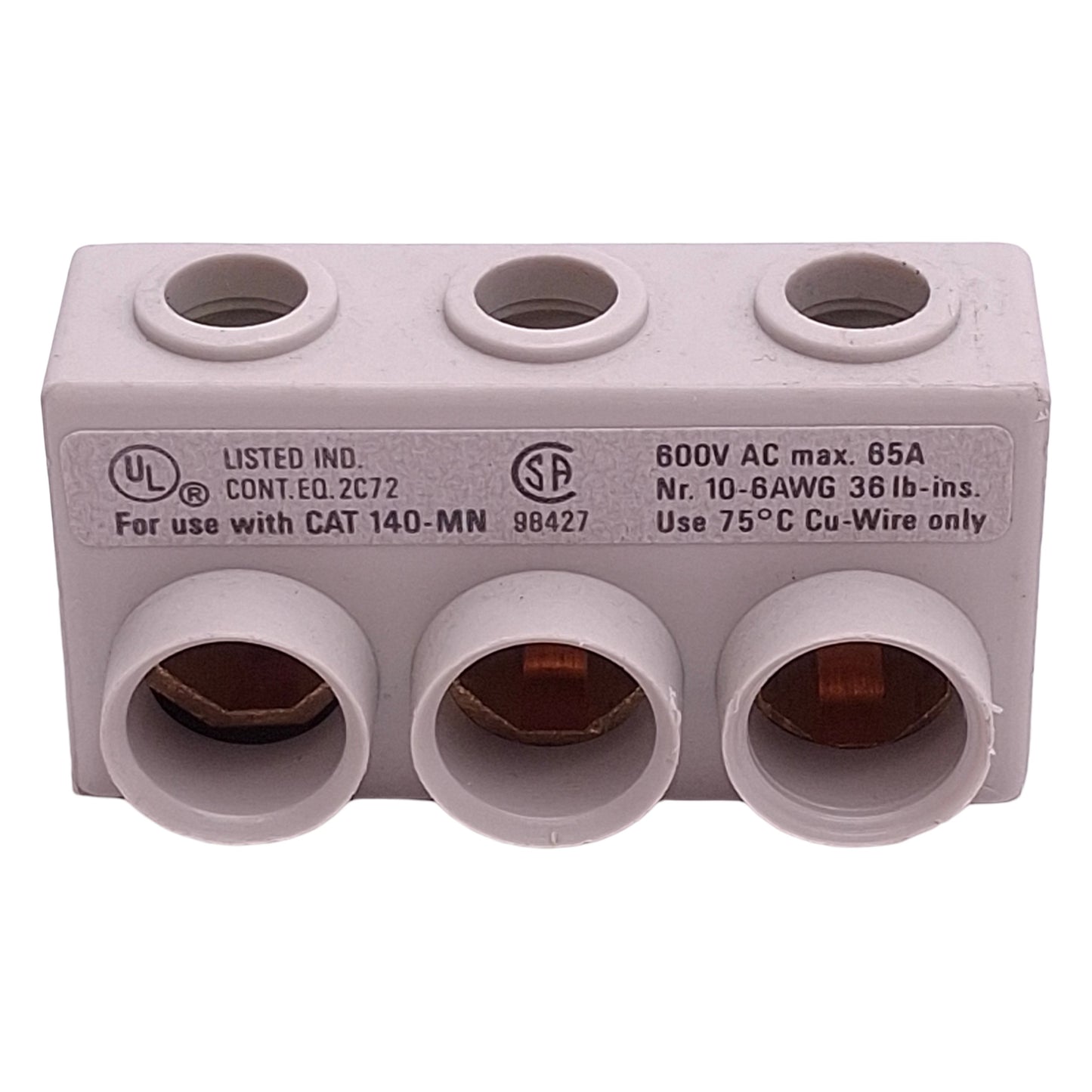 Used Lot of 3 Allen Bradley 140-L2 Top Feed Terminal Bus Bar, 3-Phase, 65A 600VAC