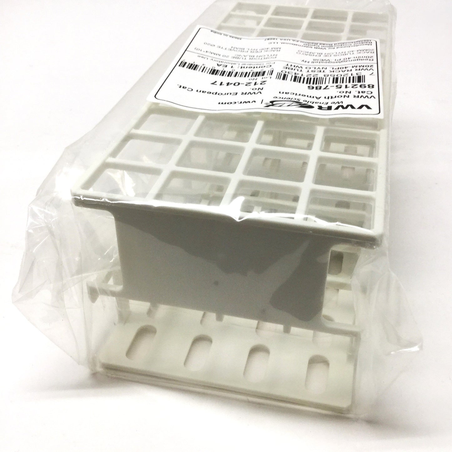 New VWR 89215-786 ⌀20mm Test Tube Rack, 40-Place, White, 254mm L x 104mm W x 87mm H