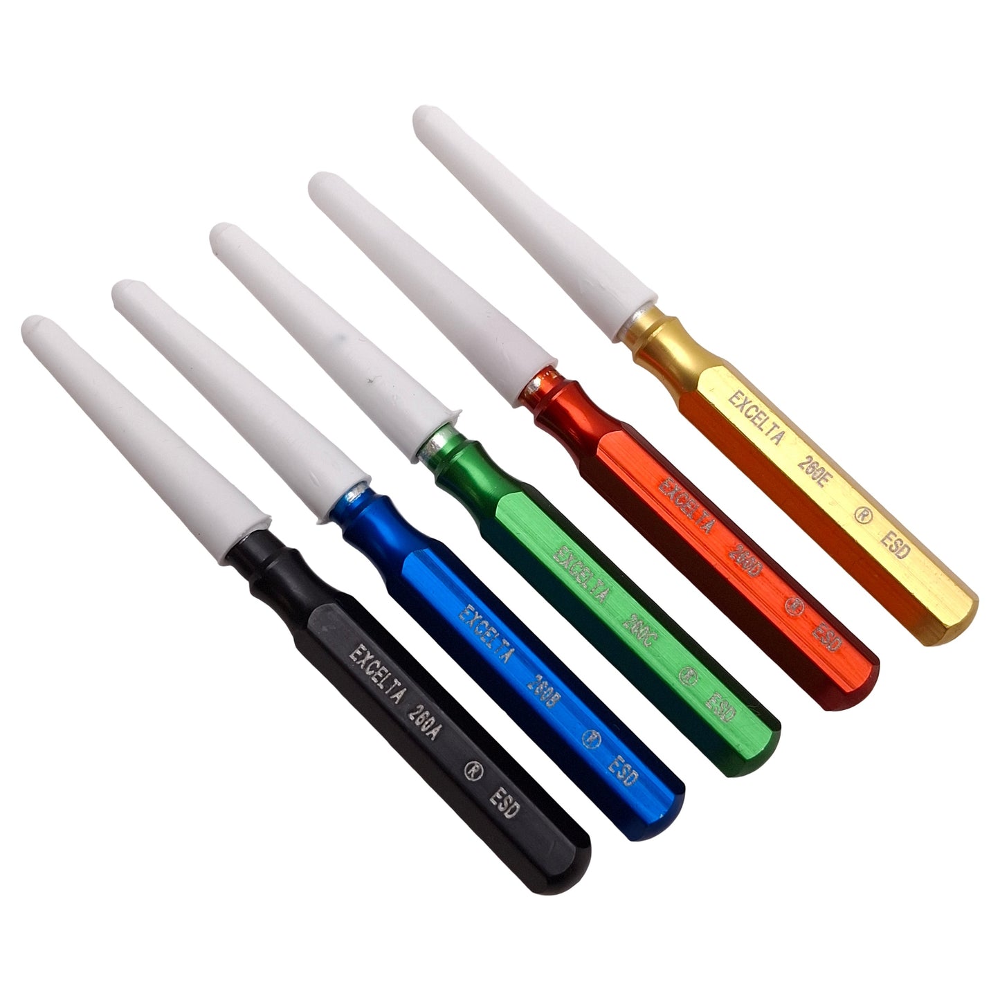 Used Excelta 260K-ESD Static Dissipative Mini Spatula Set, Aluminum Handle, AISI 1075