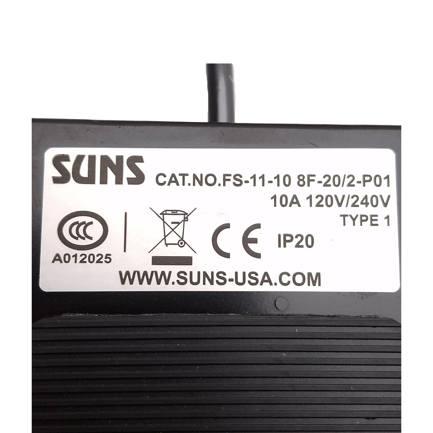 New – Open box Suns FS-11-10 8F-20/2-P01 Momentary Foot Switch, SPST-NO, 10A 120/240VAC, 8ft