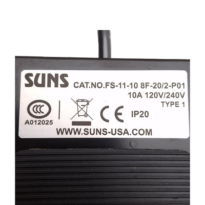 New – Open box Suns FS-11-10 8F-20/2-P01 Momentary Foot Switch, SPST-NO, 10A 120/240VAC, 8ft