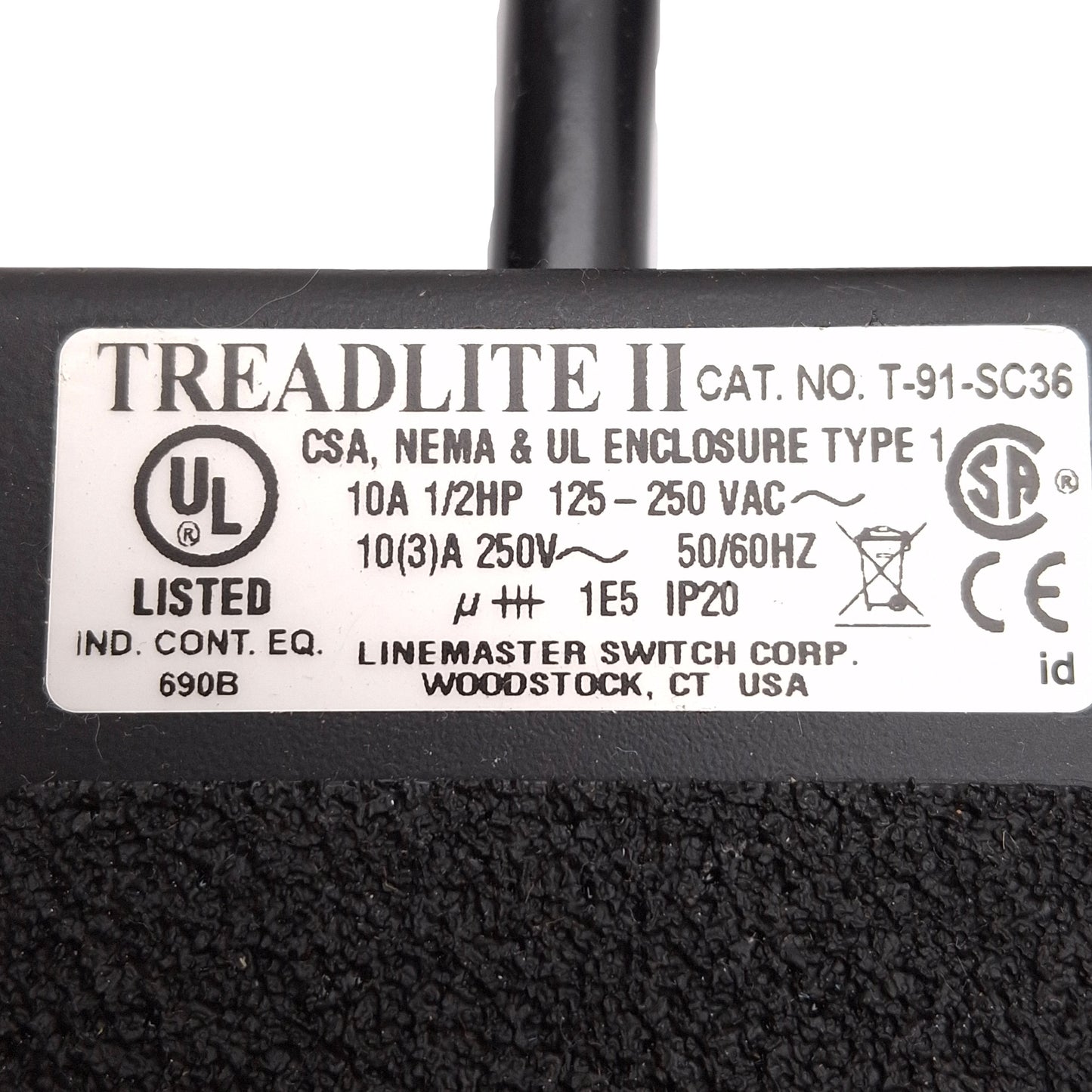 Used Linemaster T-91-SC36 Treadlite II Momentary Foot Switch For Beahm Hot Air System