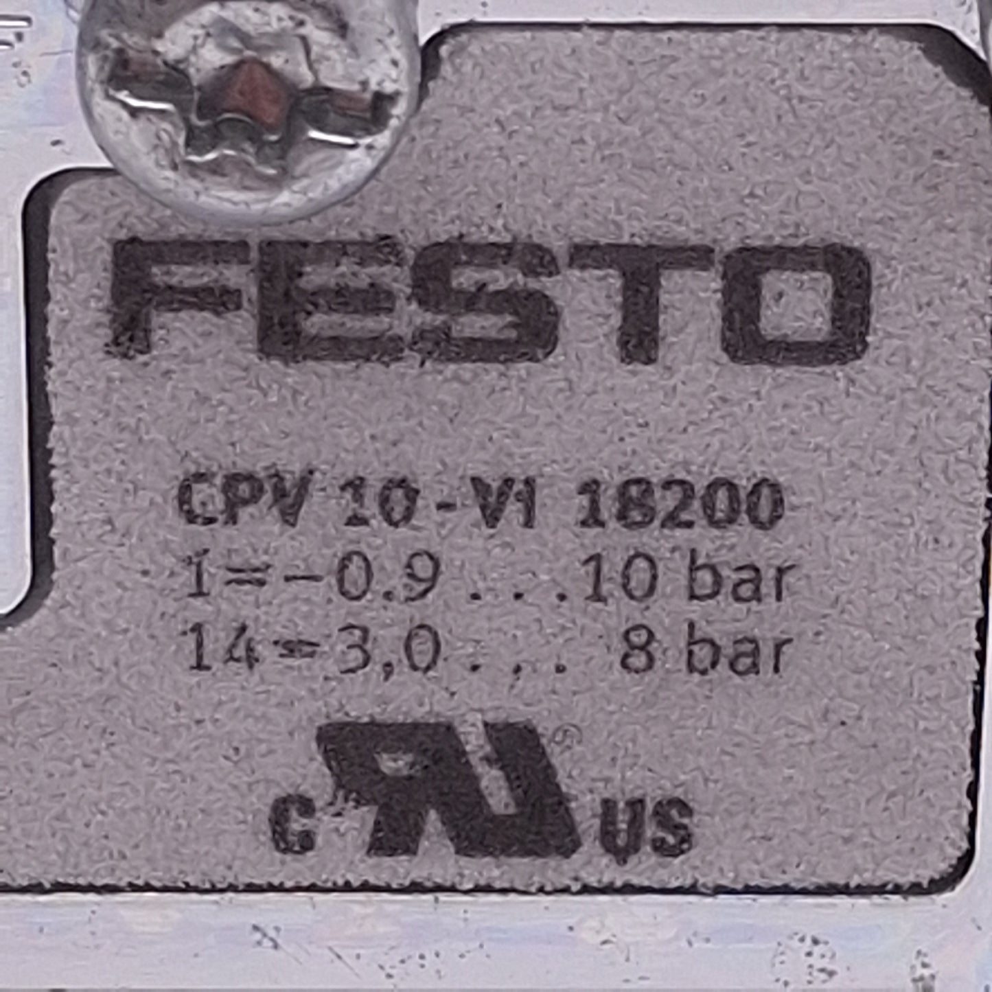Used Festo CPV10-EPL-PEU 188452 Valve Manifold End Plate Sub-Base, 0-10bar, 6400l/min