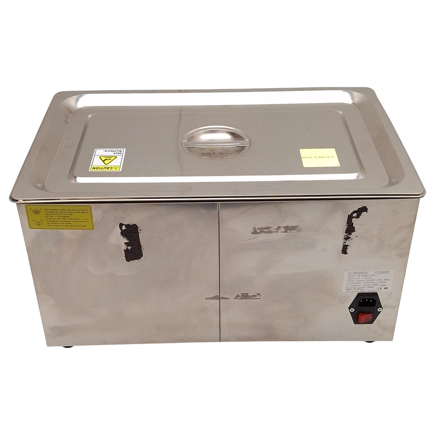 Used Vevor TH-SPQXJ-80A Heated Ultrasonic Cleaner 22L 40kHz 0-30min 0-80°C 100-120VAC