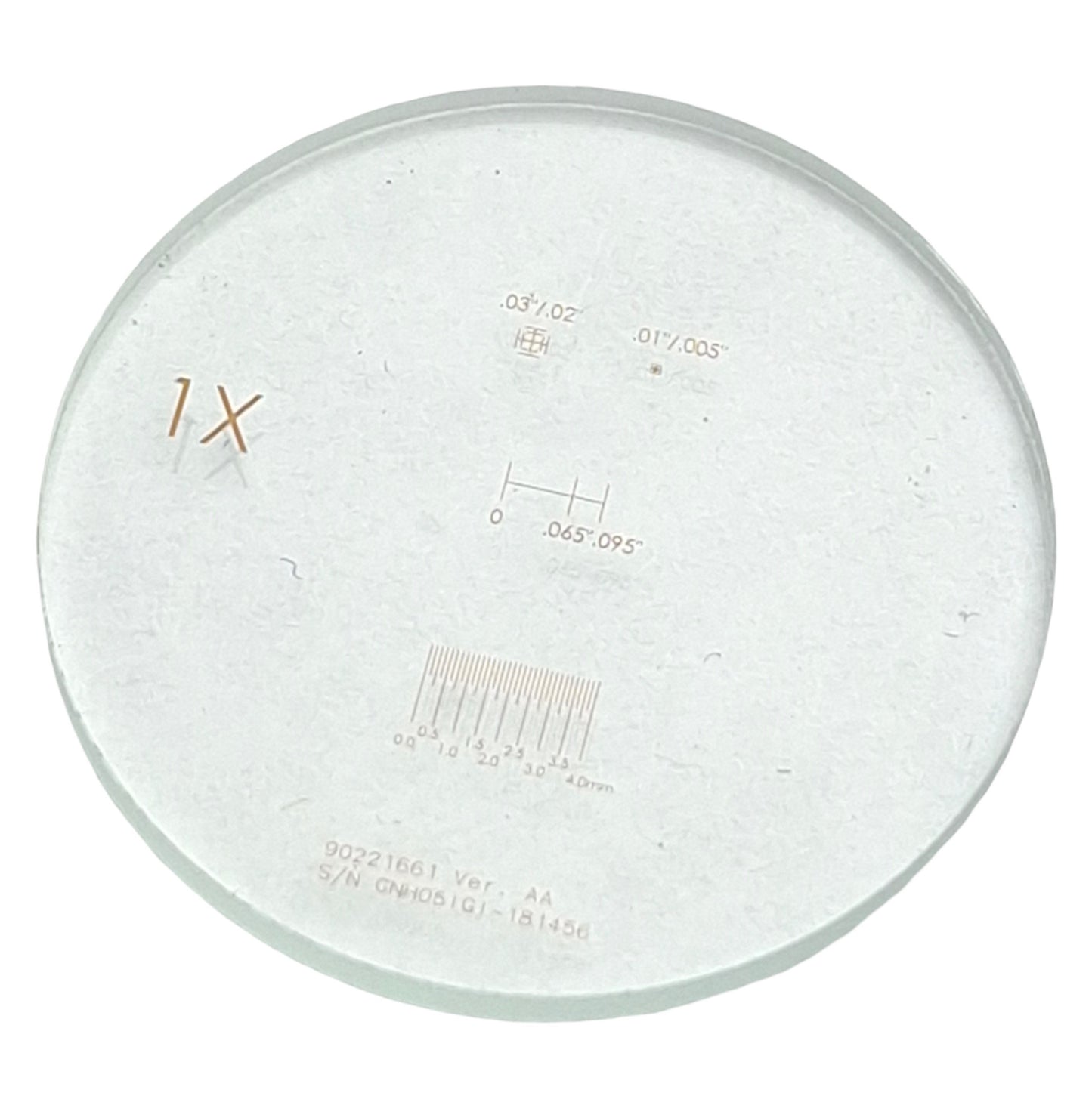 Used 90221661 Microscope Eyepiece Graticule For 1X Magnification, ø30mm Size