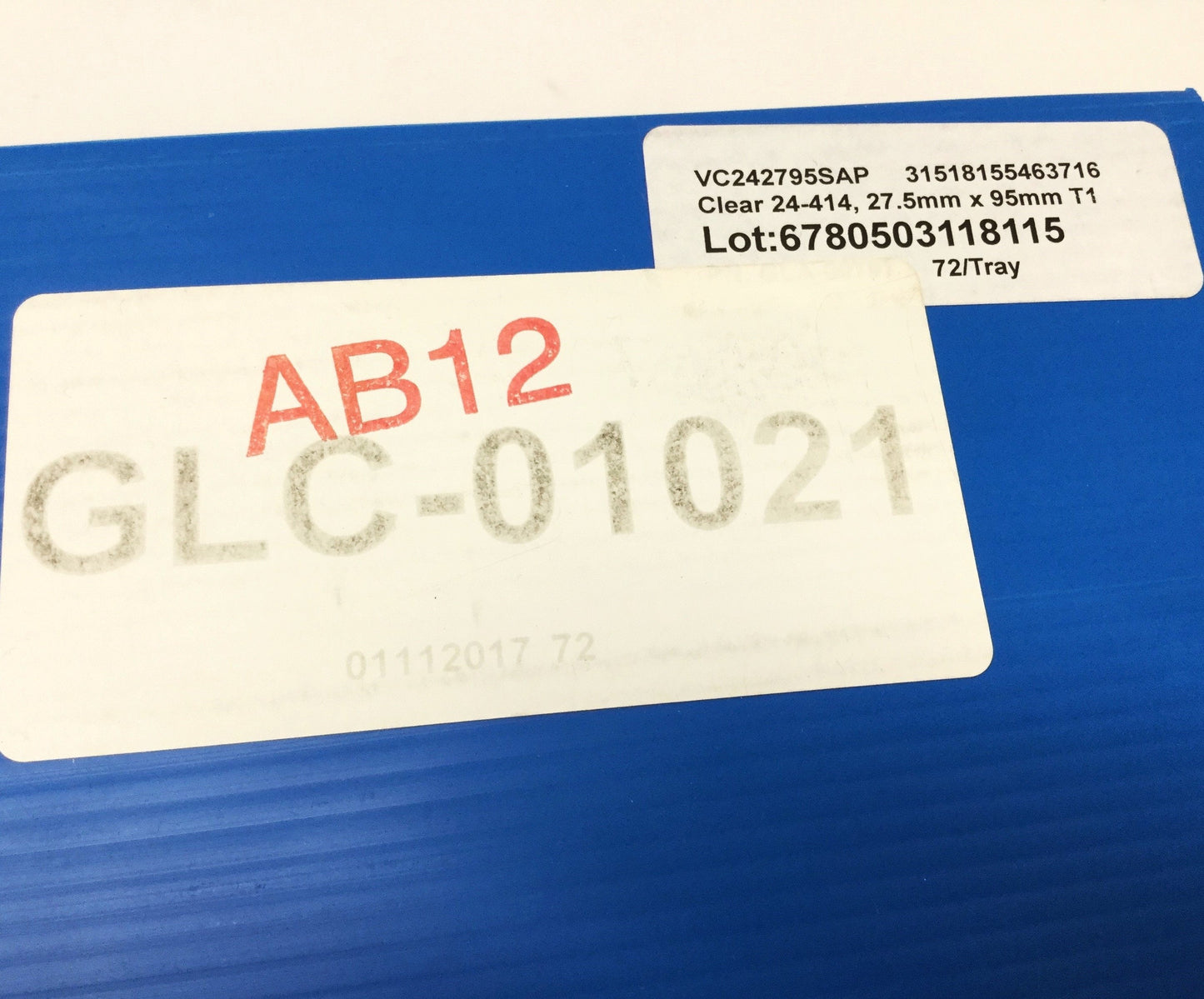 New Box of 72 Qorpak GLC-01021 Borosilicate Glass Vials, Clear w/Green Cap, 40mL