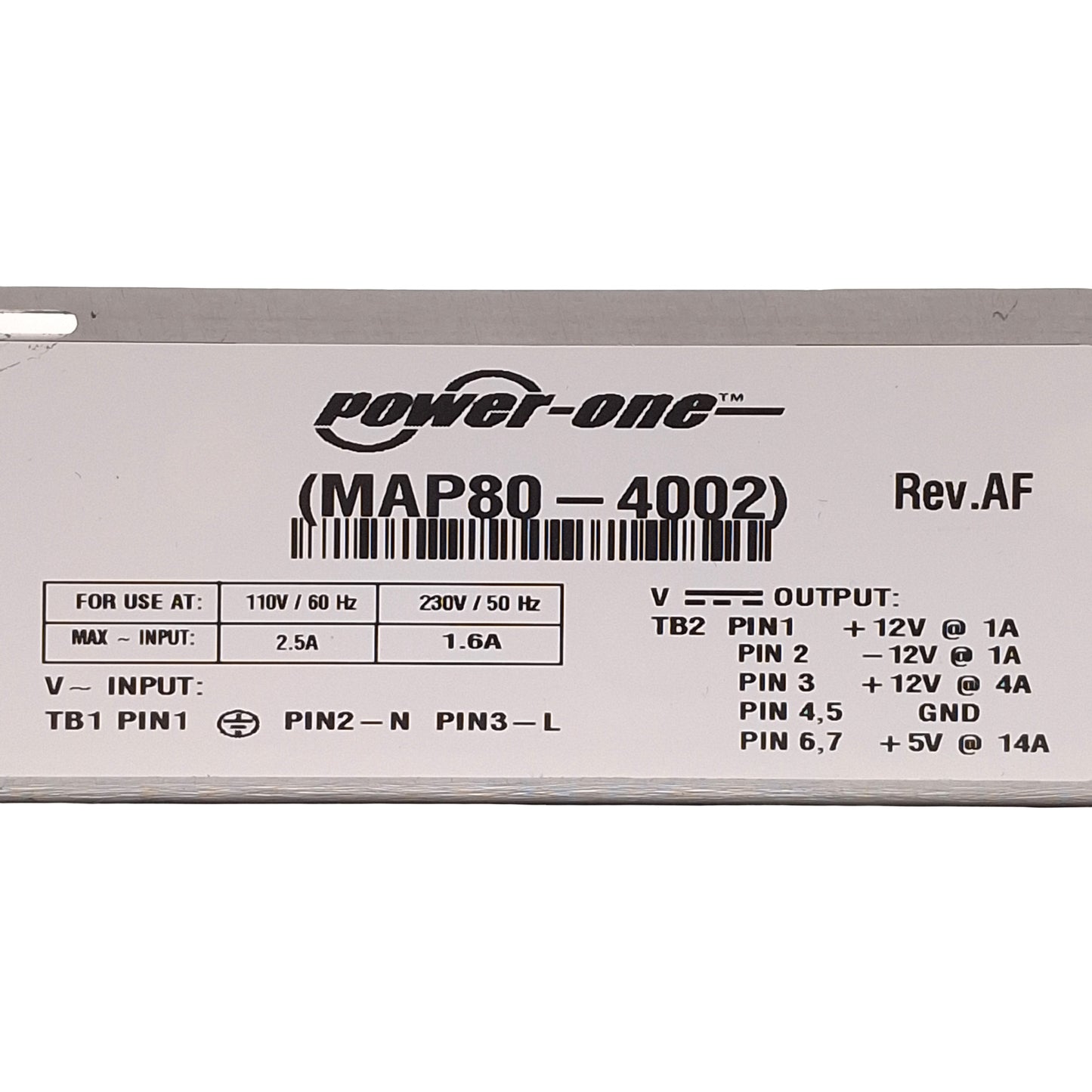 Used Power-One MAP80-4002 Multi-Output Power Supply, 110/230VAC In, 80W ±12/+5VDC Out