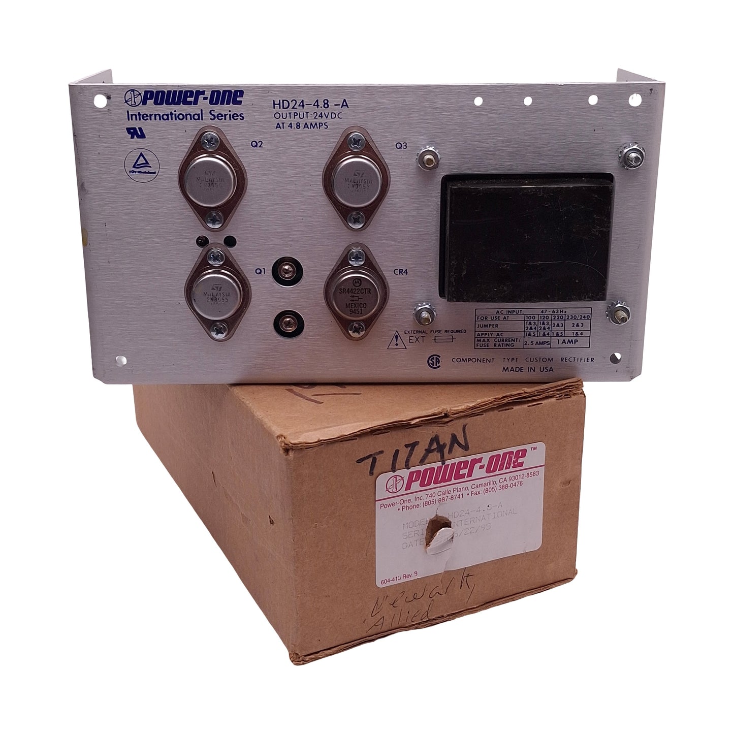 New Power-One HD24-4.8-A Switching Mode Power Supply, 100-240VAC In, 4.8A 24VDC Out