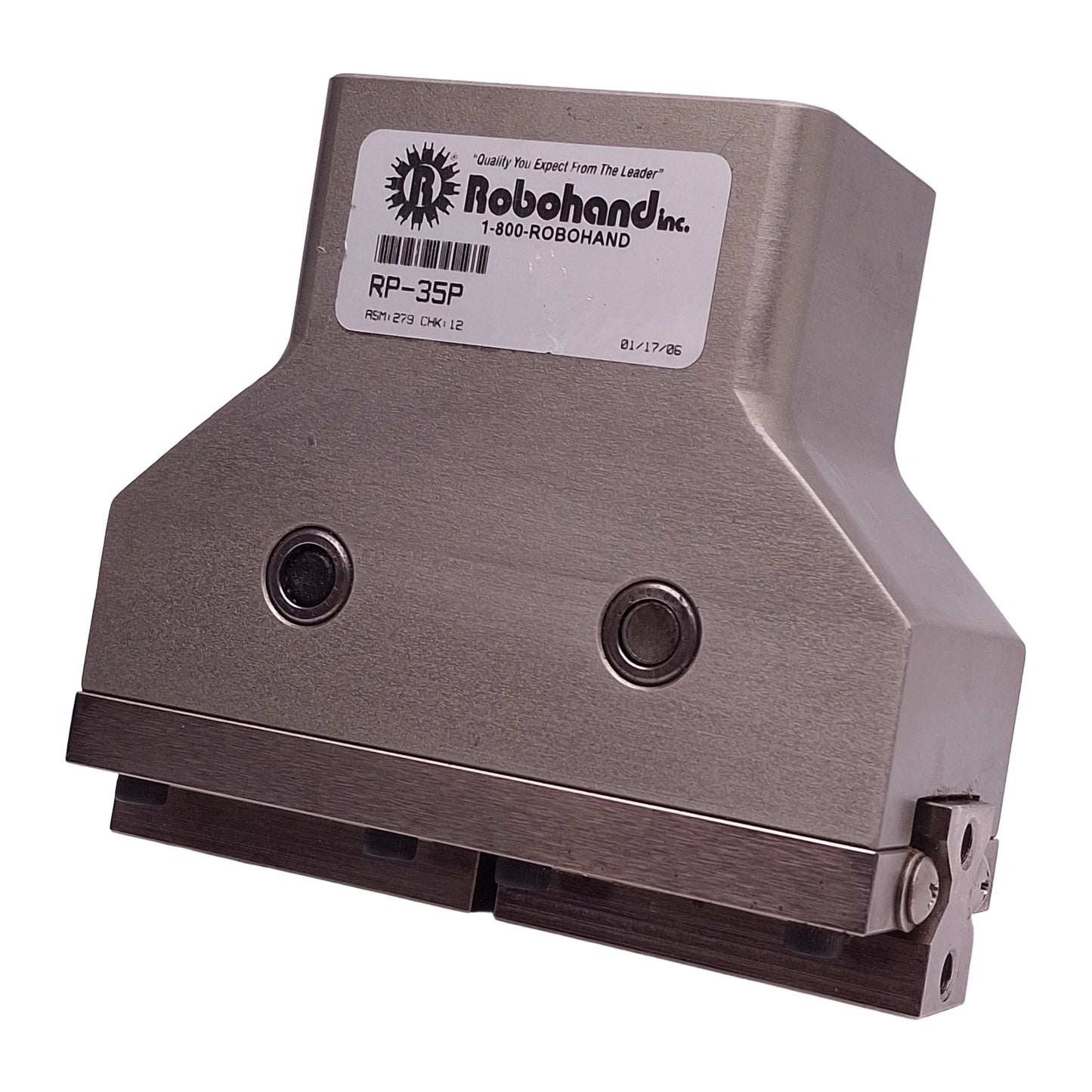 Used Robohand RP-35P Precision Parallel Gripper, ø1.62in Bore, 1in Stroke, 5-100psi
