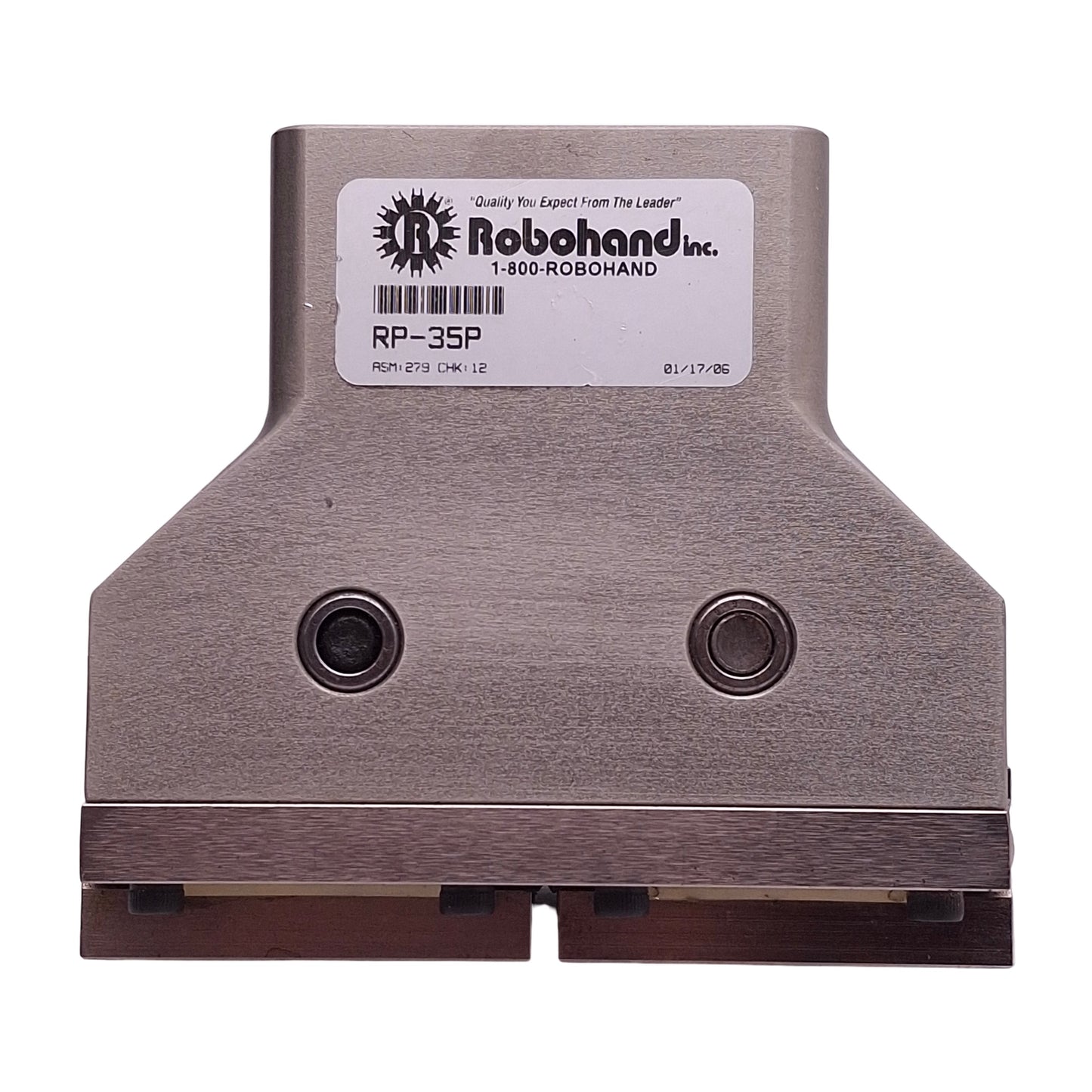Used Robohand RP-35P Precision Parallel Gripper, ø1.62in Bore, 1in Stroke, 5-100psi