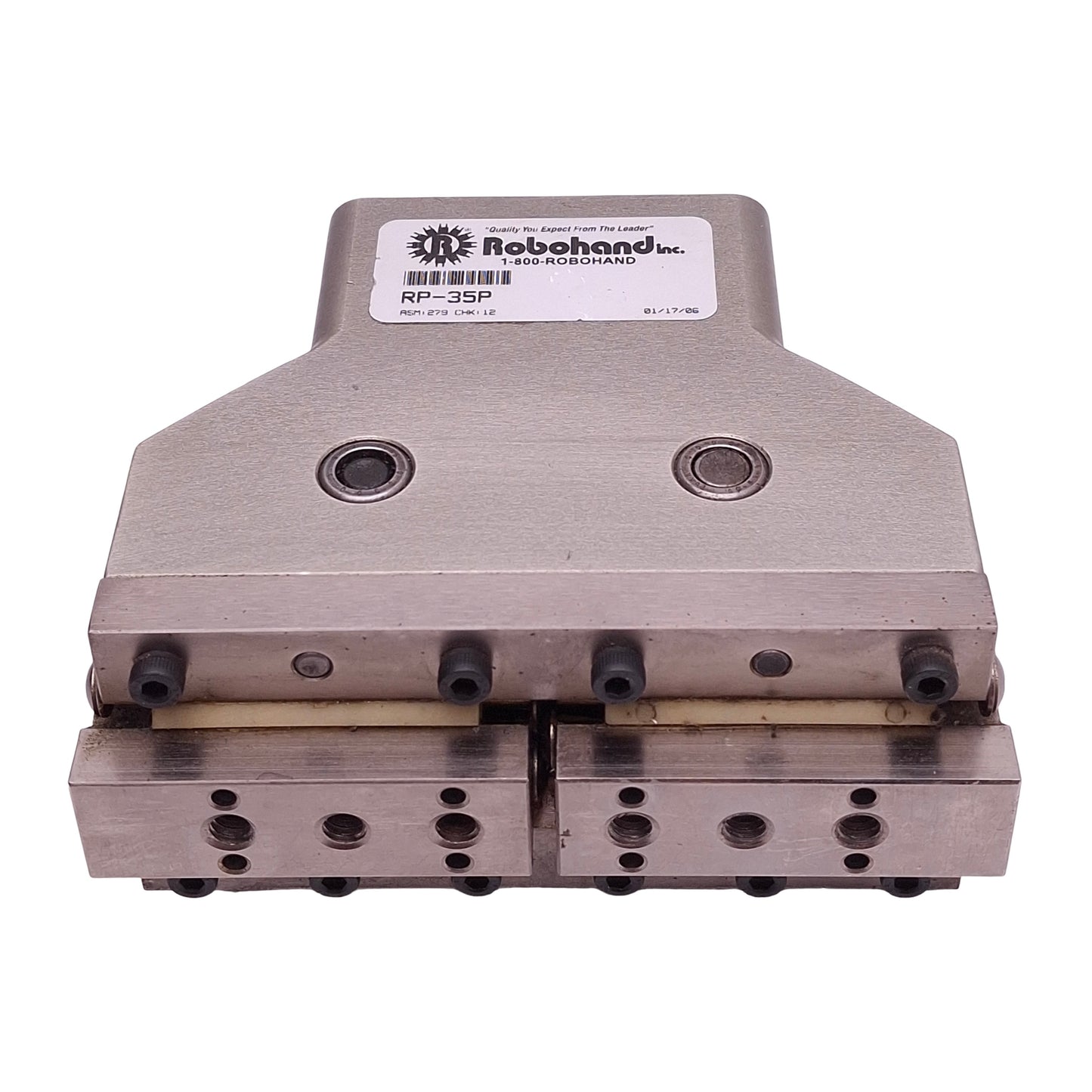 Used Robohand RP-35P Precision Parallel Gripper, ø1.62in Bore, 1in Stroke, 5-100psi