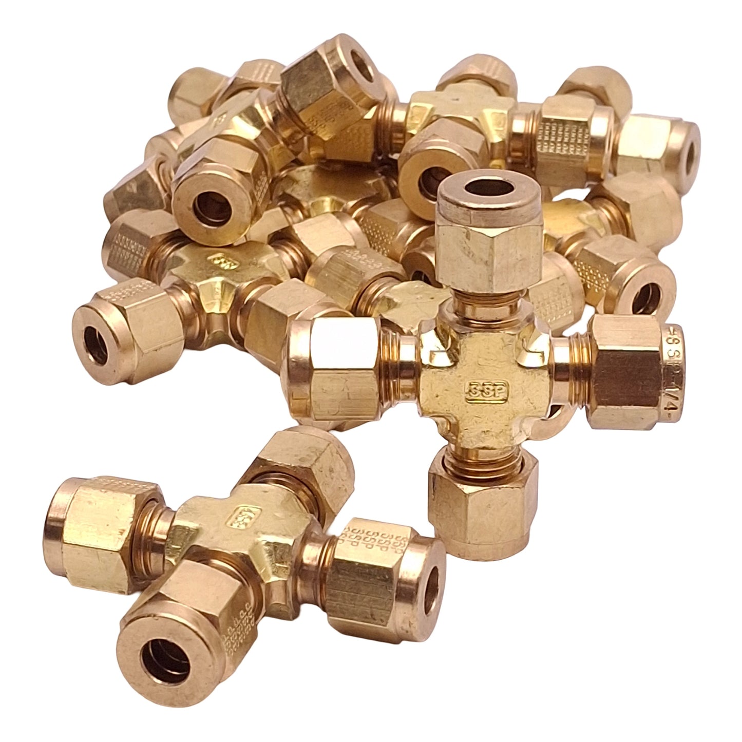 New – Open box Lot of 10 SSP IBD4UCS Brass Duolok Union Cross Fitting, ø1/4in Tube