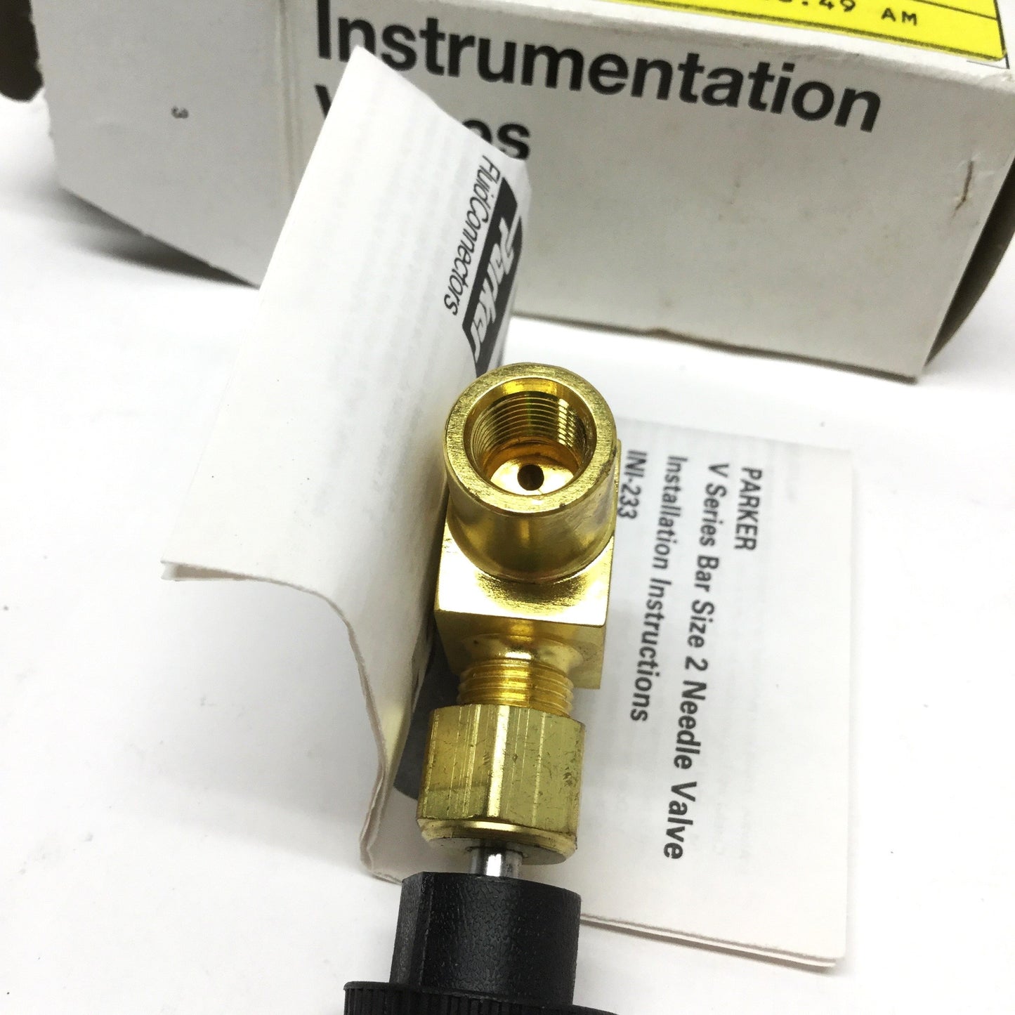 New Parker 2F-V2LK-B Inline Needle Valve, Brass, 1/8" NPT, 3000psi, PCTFE Stem