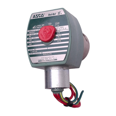 Used Asco 8262G226 Red-Hat Solenoid Valve, 1/4in NPT, 90/100psi Max, 110/120VAC Coil