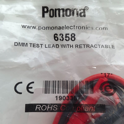 New Pamona 1903307 6358 Test Leads, DMM Plug to Retractable Sheath, 18AWG, 48in