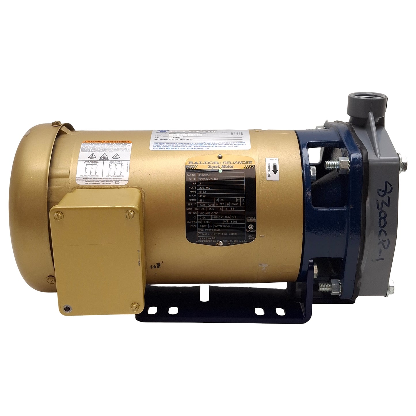 Used Price Pump HP75SCN-600-21211-200-36-3T6 Centrifugal Pump, 2HP, 20GPM, 3/4in NPT