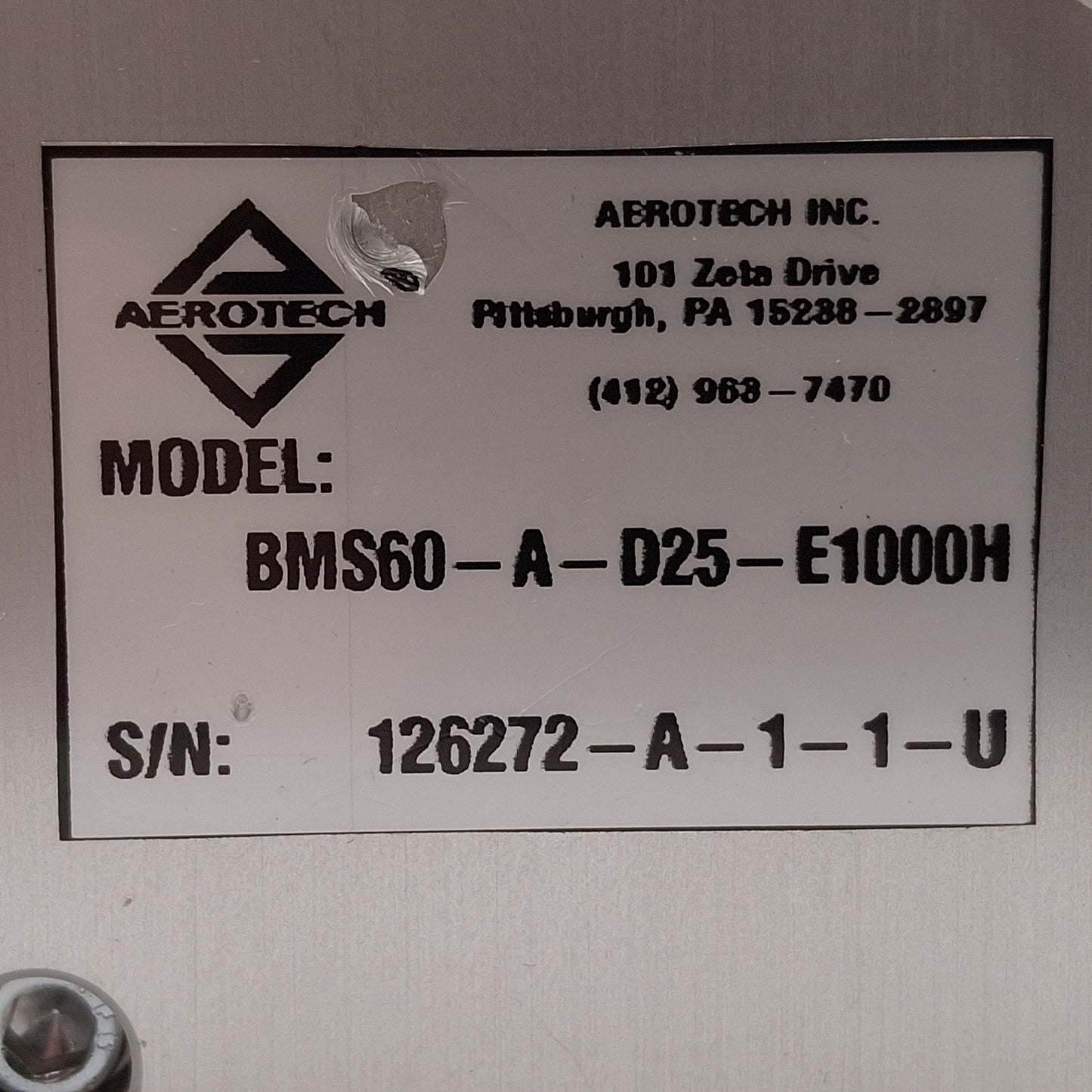 Used Aerotech BMS60-A-D25-E1000H Servo Motor .33Nm, 4000RPM, 1000ppr Encoder, NEMA 23