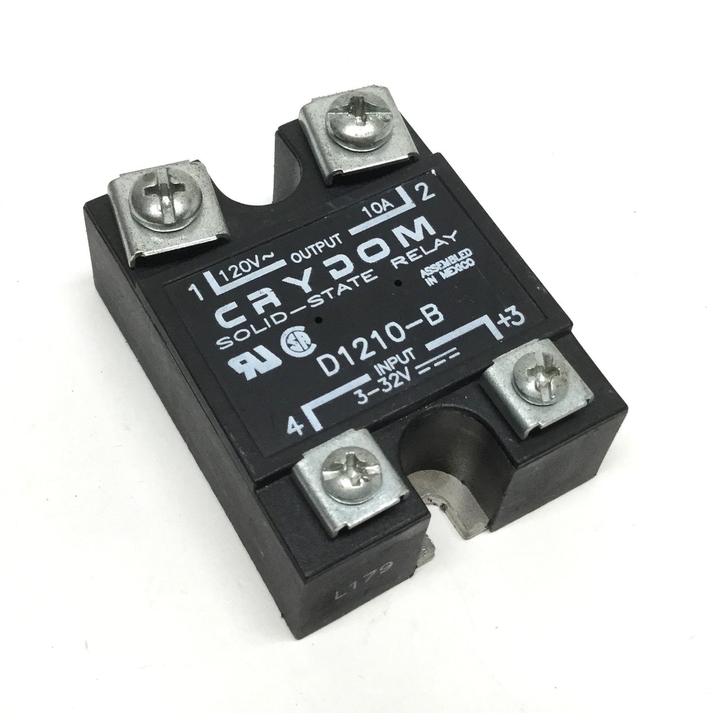 Used Crydom D1210-B Solid-State Relay, SPST-NC, 3-32VDC Control, 10A 120VAC Output