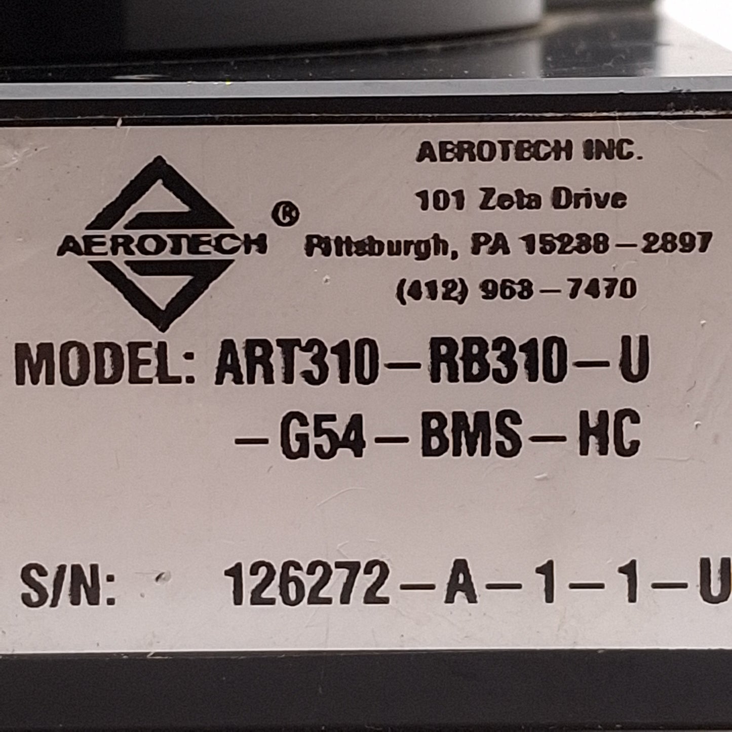 Used Aerotech ART310-RB310-U-G54-BMS-HC Rotary Stage, ø100mm, 360°, 54:1, NEMA 23