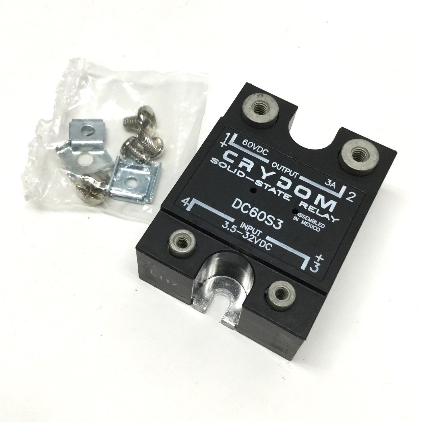 New – Open box Crydom DC60S3 DC Switching Solid-State Relay, 3-32VDC Control, 3A 60VDC Out