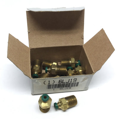 New – Open box Lot of 10 Parker 68PLP-2-4 Prestolok Push-in Fittings, 1/4" NPT to ⌀1/8" Tube