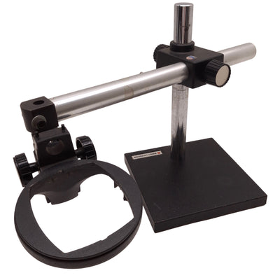 Used Bausch & Lomb Microscope Boom Stand w/ Focus Block 10x10in Base, 20-3/4in Arm