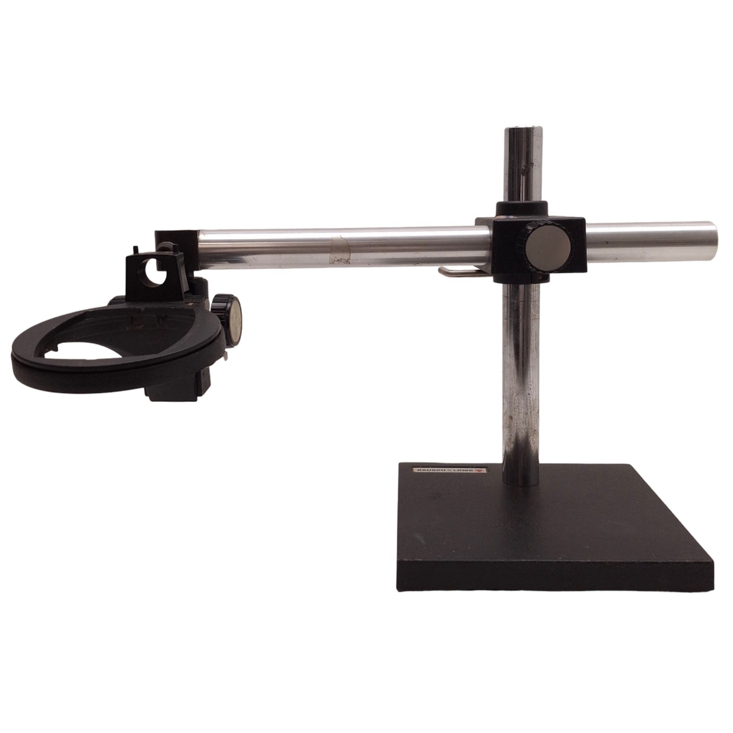 Used Bausch & Lomb Microscope Boom Stand w/ Focus Block 10x10in Base, 20-3/4in Arm