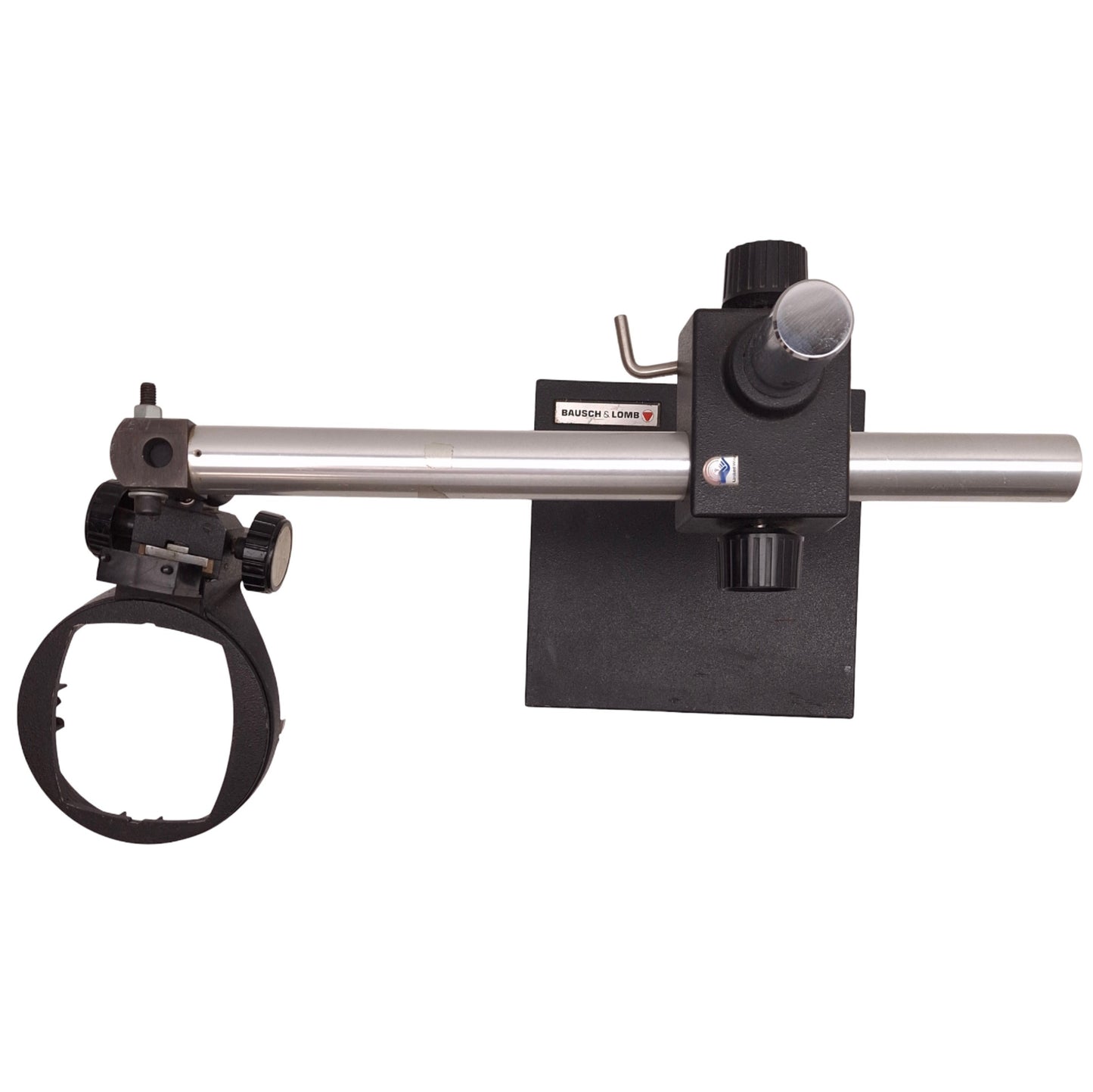 Used Bausch & Lomb Microscope Boom Stand w/ Focus Block 10x10in Base, 20-3/4in Arm
