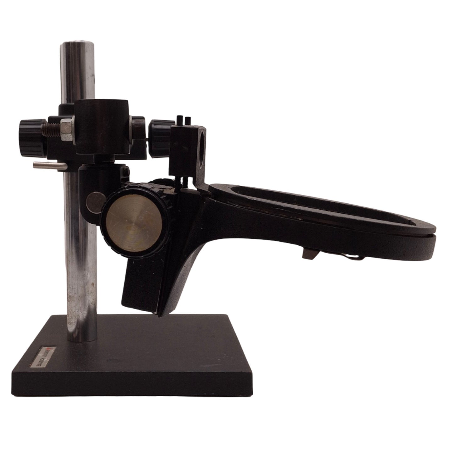 Used Bausch & Lomb Microscope Boom Stand w/ Focus Block 10x10in Base, 20-3/4in Arm