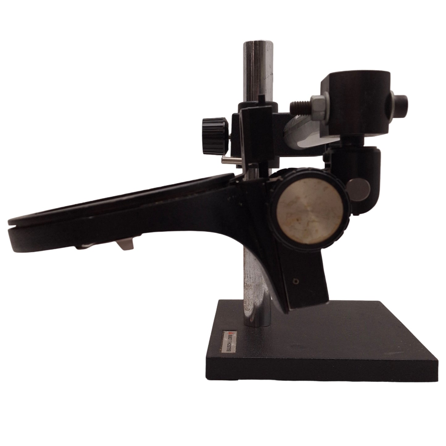 Used Bausch & Lomb Microscope Boom Stand w/ Focus Block 10x10in Base, 20-3/4in Arm