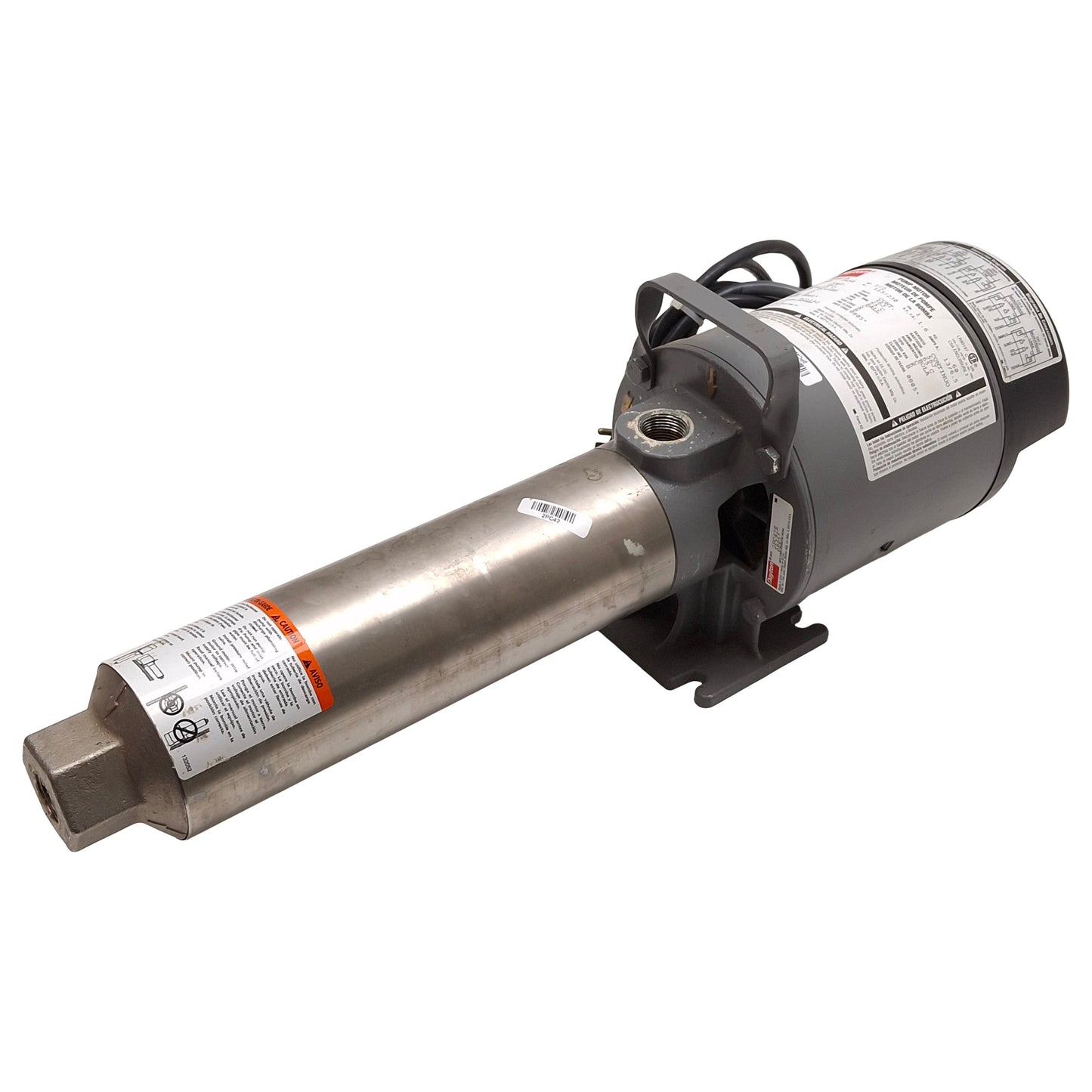 Used Dayton 2PC42E Stainless Steel 12-Stage Booster Pump, 1/2HP 115/230VAC, 3/4in NPT