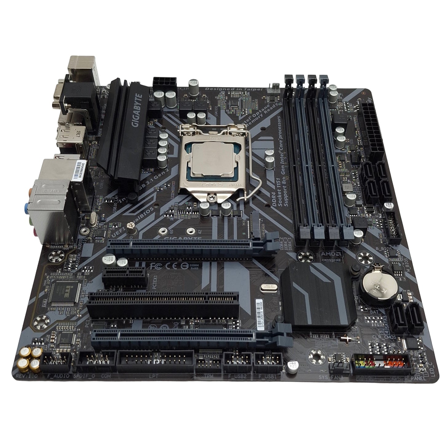 Used GIGABYTE B360M D3H GSM mATX Motherboard, w/ I7-8700K, 4x DIMM, PCIe x16/1/4, PCI