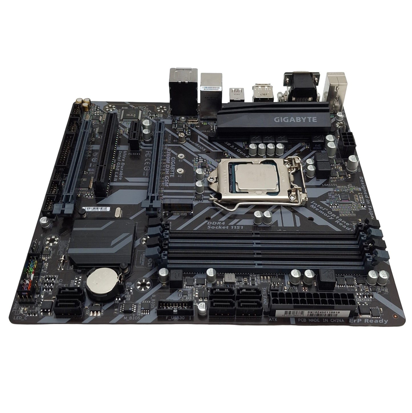Used GIGABYTE B360M D3H GSM mATX Motherboard, w/ I7-8700K, 4x DIMM, PCIe x16/1/4, PCI