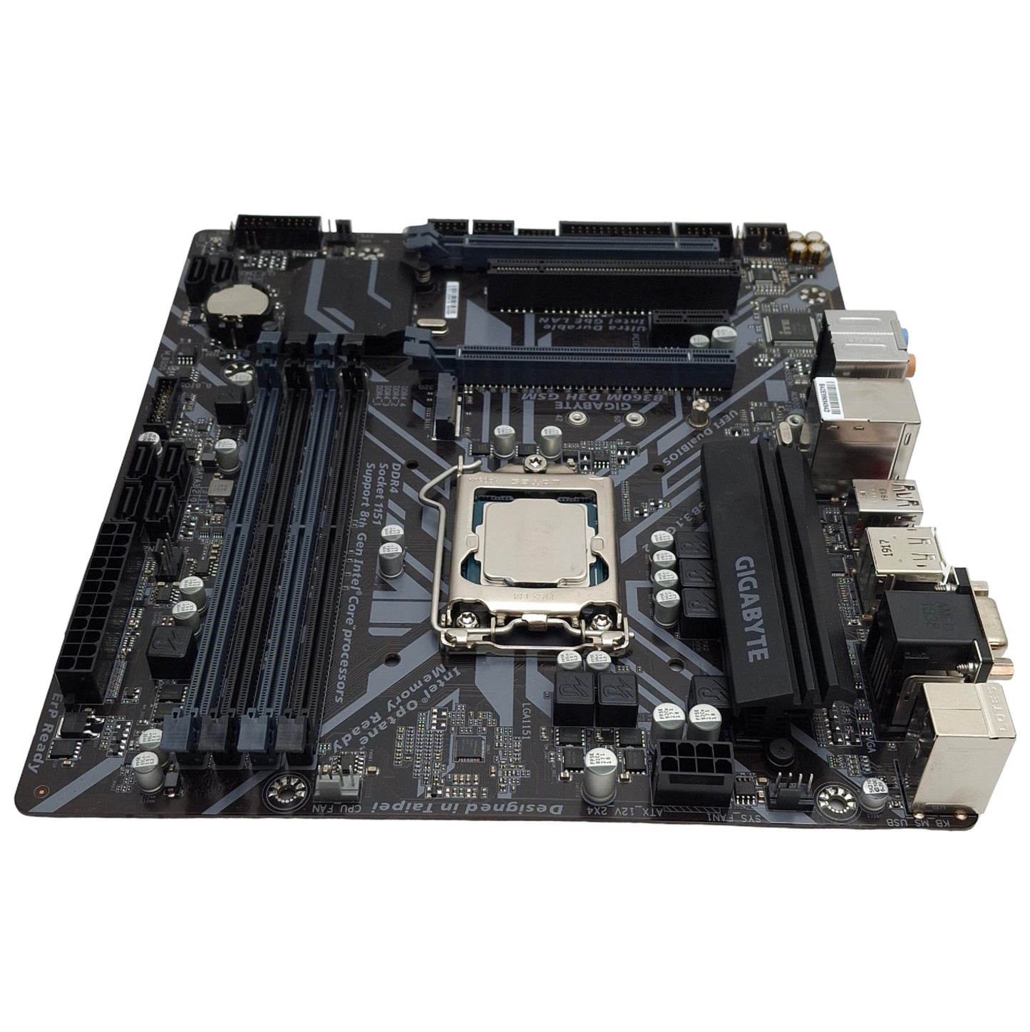 Used GIGABYTE B360M D3H GSM mATX Motherboard, w/ I7-8700K, 4x DIMM, PCIe x16/1/4, PCI