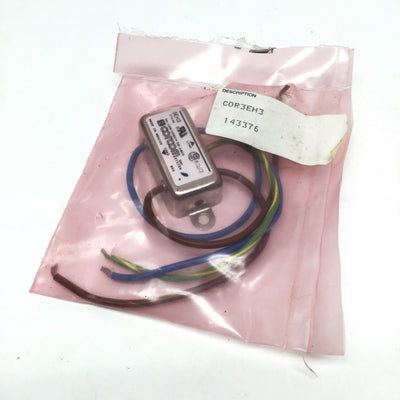 New Corcom 3EH3 Single-Phase Power Line EMI RFI Filter, 3A, 250VAC w/Wire Leads