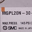 Used SMC MGPL20N-30 Compact Cylinder, ø20mm Bore, 30mm Stroke, 145psi, 1/8in NPT