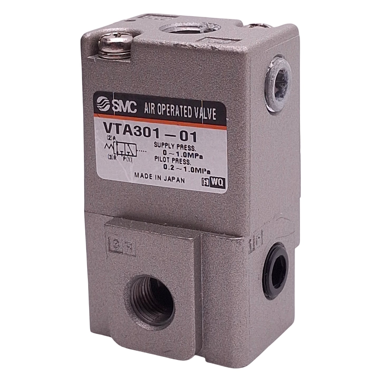 Used SMC VTA301-01 Pneumatic Valve, 3-Way, 1/8in NPT, 0-1.0MPa, 0.2-1.0MPa Pilot